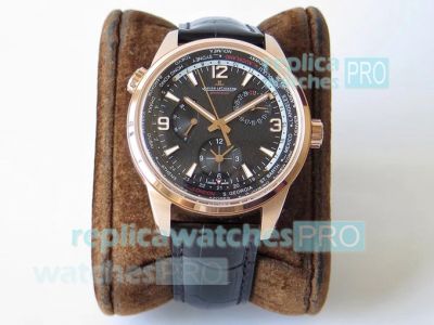 Swiss Replica Jaeger-Lecoultre Master Geographic Watch Black Dial 42mm